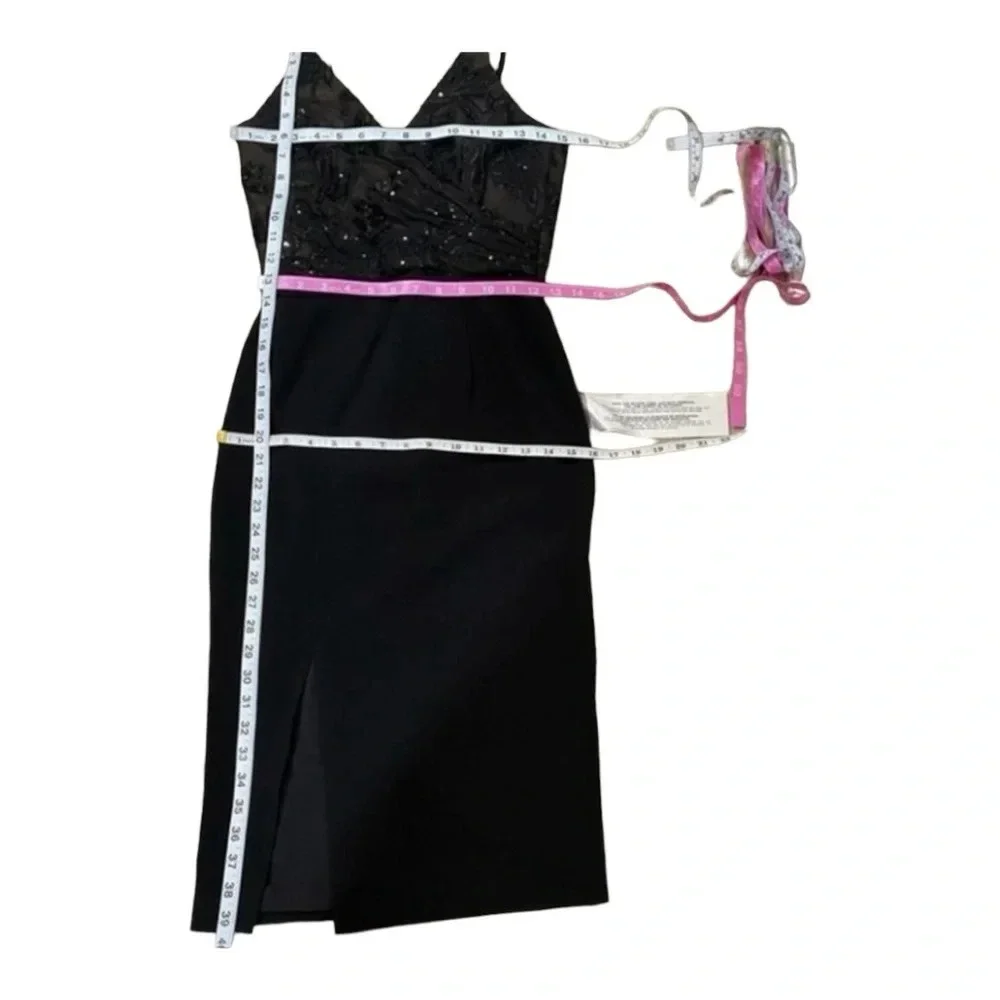 Dress the Population Giulia Sequin Bodice‎ Crepe Sheath Dress NWT Black XS